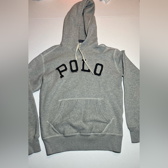 Polo Ralph Lauren Spellout Hoodie Size XS Extra Small Grey - Picture 1 of 4